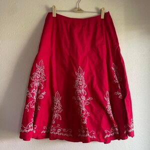 Vintage 90s Embroidered Boho Hippie Americana Midi Skirt